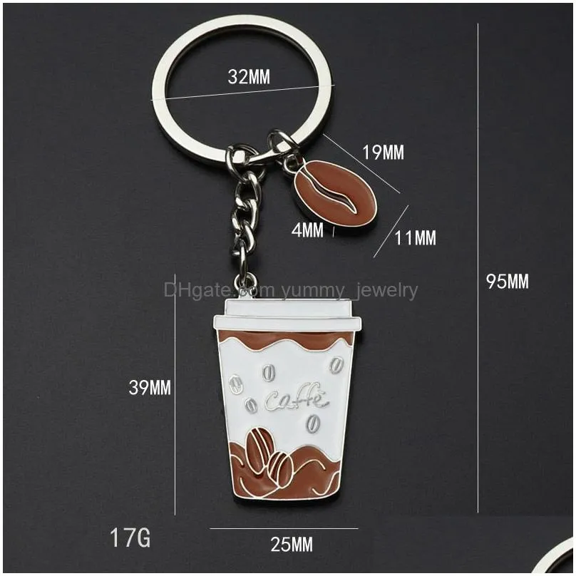 Key Rings Metal Coffee Bean Cup Key Ring Enamel Keychain Bag Hanging Fashion Jewelry Will And Drop Delivery Jewelry Dhmjl