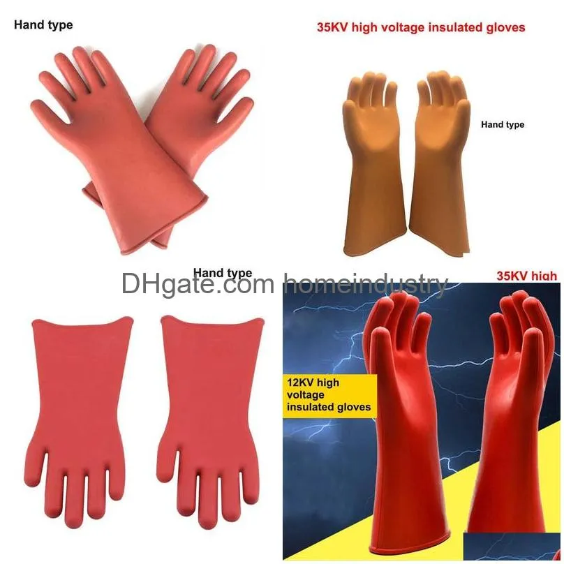 Cleaning Gloves Home Insation Gloves 12Kv High Voltage Electrical Anti Electric Labor Leakage Prevention Rubber 210622 Drop Delivery H Dh6Vs
