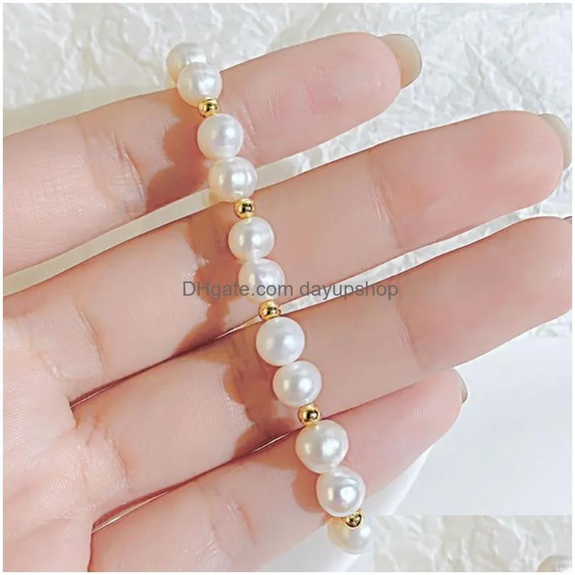 Chain Freshwater Pearl Beaded Bracelet For Women Girls Fine Jewelry Drop Delivery Jewelry Bracelets Dhkdl