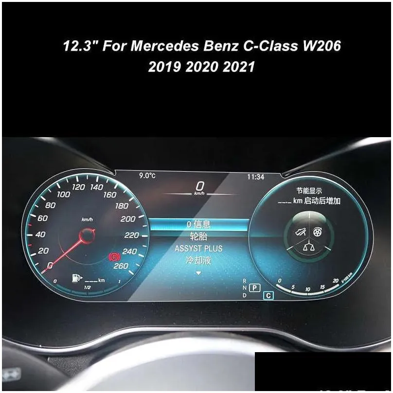 Other Interior Accessories New For Benz C-Class W206 -2021 12.3 Dash Board Sn Tempered Glass Protective Film Interior Accessories Drop Dhcmt