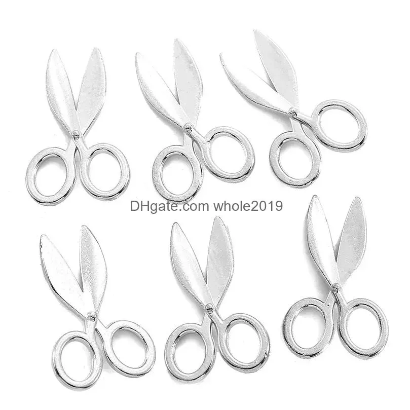 Charms 200 Pieces/Bag 16 10Mm Metal Scissors Shape Pendant Diy Necklace Bracelet Accessories For Jewelry Making Drop Delivery Dh74Z