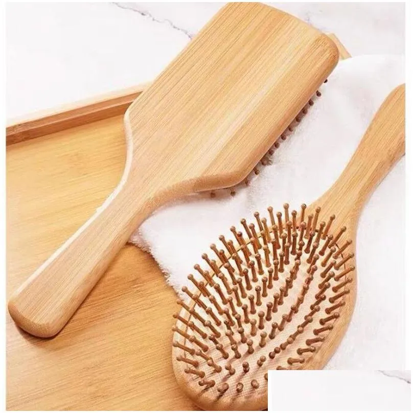 Hair Brushes Air Cushion Comb Hairdressing Wood Mas Hairbrush Paddle Easy For Wet Or Dry Use Flexible Bristles All Hair Types Long Dro Dhnfv