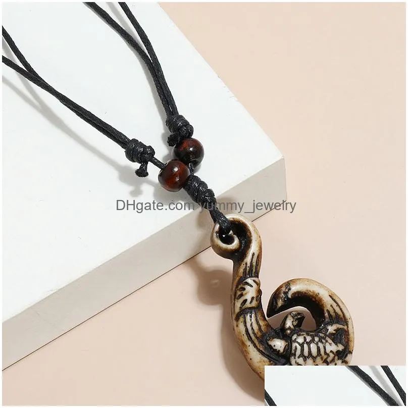 Pendant Necklaces Animal Ocean Wave Sea Turtle Necklaces Adjustable Long Chain Resin Fashion Jewelry For Women Men Gift Drop Delivery Dhu0H