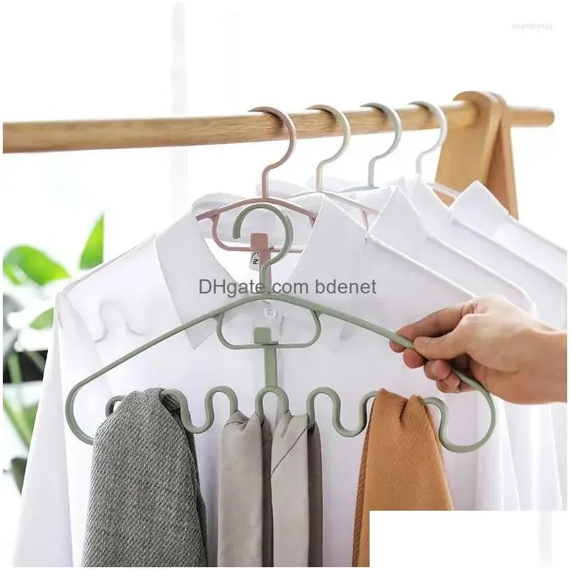 Hangers & Racks Hangers 1/3Pcs Waves Mti-Port Support For Clothes Drying Rack Mtifunction Plastic Hanger Storage Drop Delivery Home Ga Dh1Ix