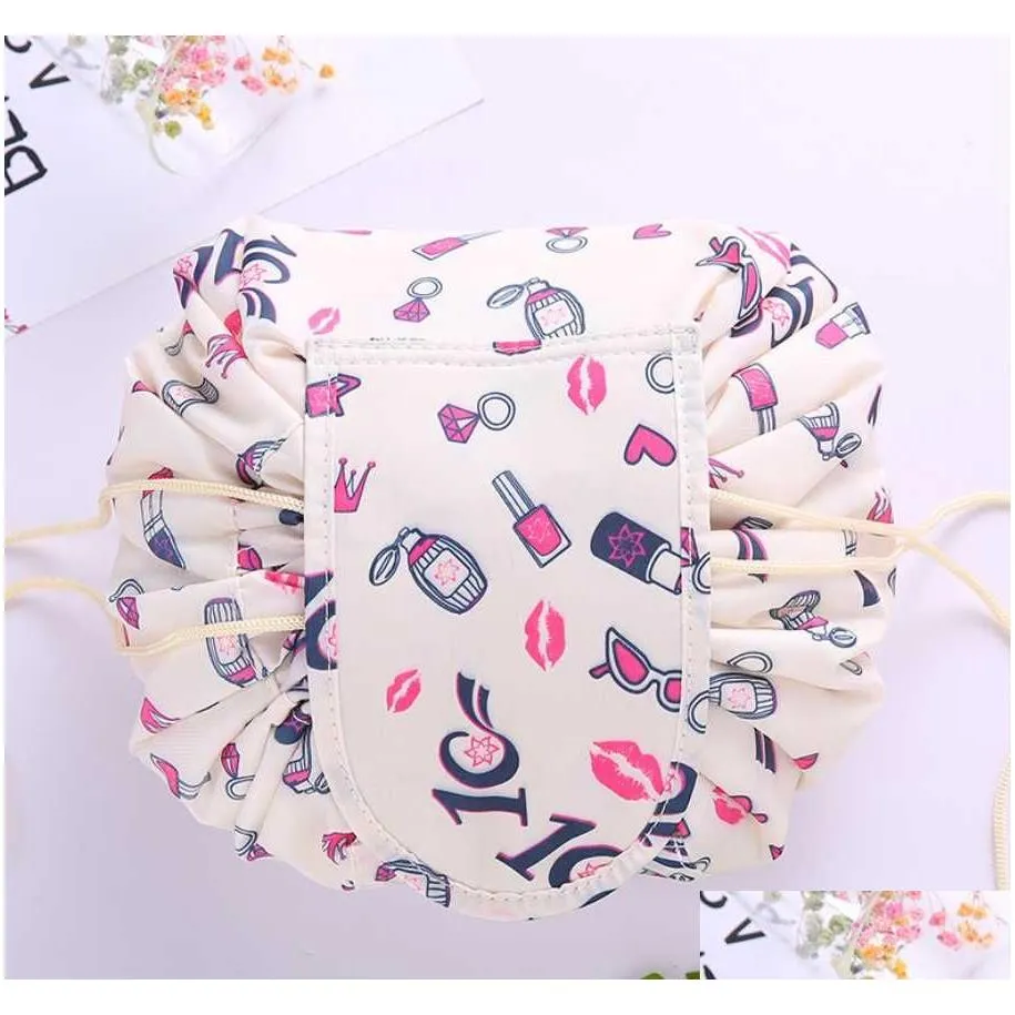 Cosmetic Bags 6 Styles Dstring Cosmetic Bag Large Capacity Travel Portable Lazy Bags Cartoon Make Up Drop Delivery Health Beauty Makeu Dhs7H