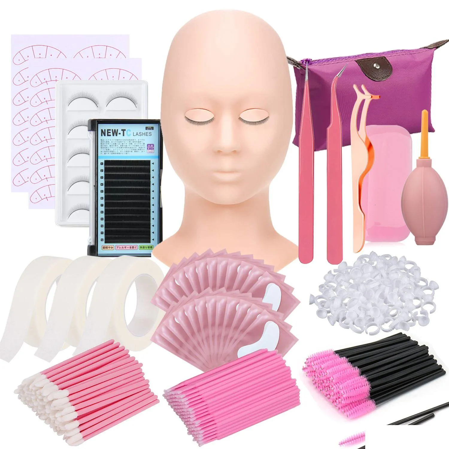 Makeup Tools False Eyelash Extension Kit Set For Beginner Lash Brush Tweezers Glue Ring Eye Pad Supplies Accessories Drop Delivery Dhwiz