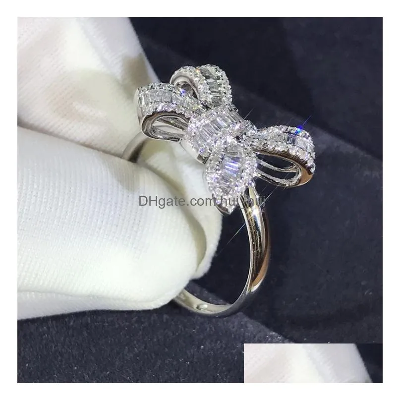 choucong arrival luxury jewelry 925 sterling silver t princess cut white topaz cz diamond party butterfly women wedding band