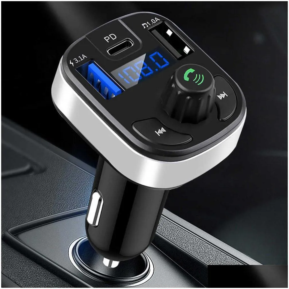 Car Other Auto Electronics New Kebidu Bluetooth 5.0 Fm Transmitter Hands- Radio Mp3 Aux Adapter Usb Pd  Type-C Fast Drop Delive Dhgqc