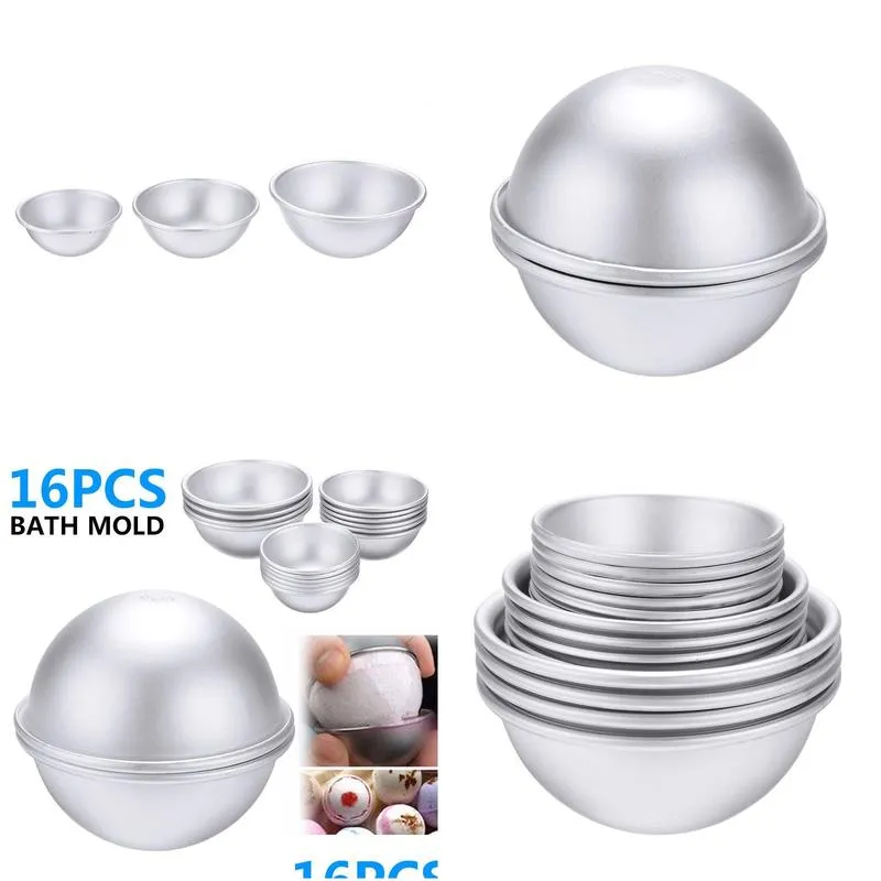 Bath Tools & Accessories 16Pcs Semicircle Sphere Aluminium Alloy Bath Bomb Molds Diy Tool Salt Ball Homemade Crafting Gifts Mold Drop Dhdpb