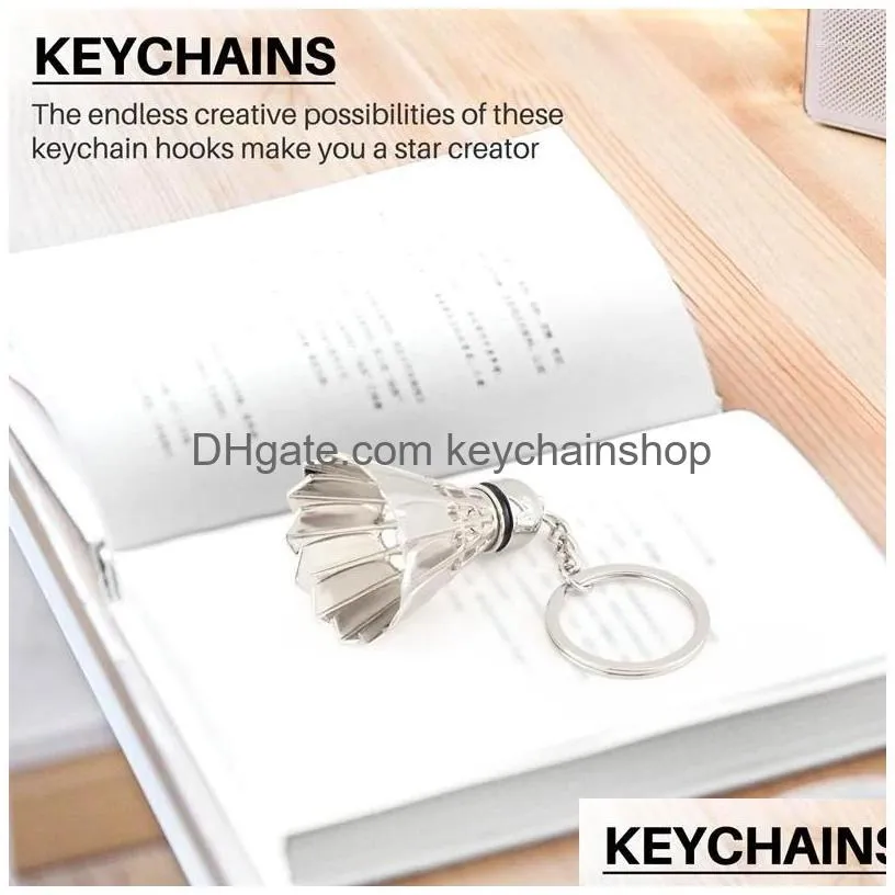Keychains & Lanyards Keychains Creative Metal Badminton Key Chain Three-Nsional Tournament Souvenir Pendant Sports Cute Drop Delivery Dhevu