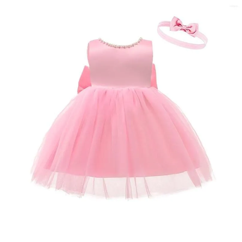 Girl`S Dresses Girl Dresses Born Baby Girls Princess Dress Toddler Kids Clothes 1 Year 1St Birthday Tutu Party Tle Beaded Big Bow Prom Dh09S