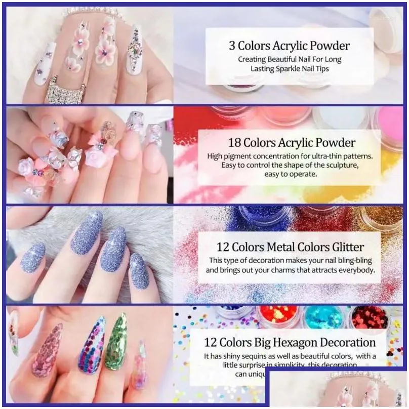 Nail Art Kits Professional Gel Set With Clippers For All Drying Polish Manicure Nails Accessories Acrylic Powder 2024 Drop Delivery Dht15