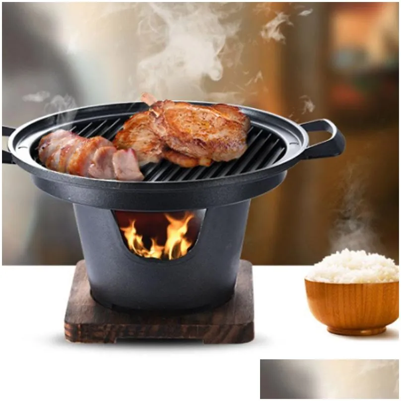 Bbq Grills Small Barbecue Stove Koreanstyle Household Kitchen Oneperson Outdoor Bbq Smoke Japanesestyle Roasting Pot Meattool 220601 D Dhj1Y
