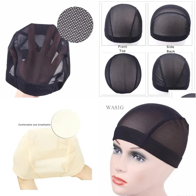 Wig Caps 12Pcs/Lot Black Beige Mesh Cornrow Easier Sew In Hair Stretchable Weaving Cap Elastic Nylon Breathable Net Hairnet Drop Deli Dhsza