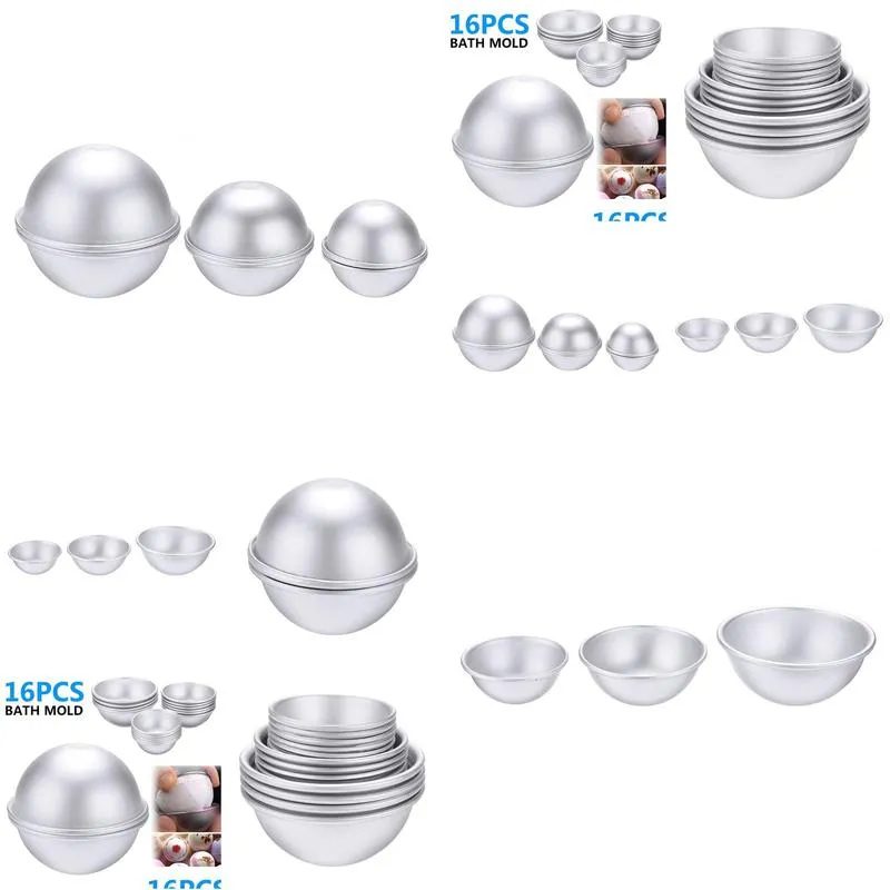 Bath Tools & Accessories 16Pcs Semicircle Sphere Aluminium Alloy Bath Bomb Molds Diy Tool Salt Ball Homemade Crafting Gifts Mold Drop Dhdpb