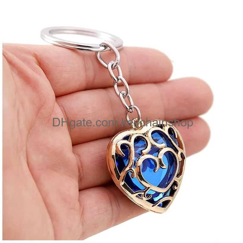 Keychains & Lanyards Keychains Game The Legend Of Keychain Heart Crystal Keyrings Metal Pendant Chaveiro Key Chain Men Jewelry Llaver Dhis9
