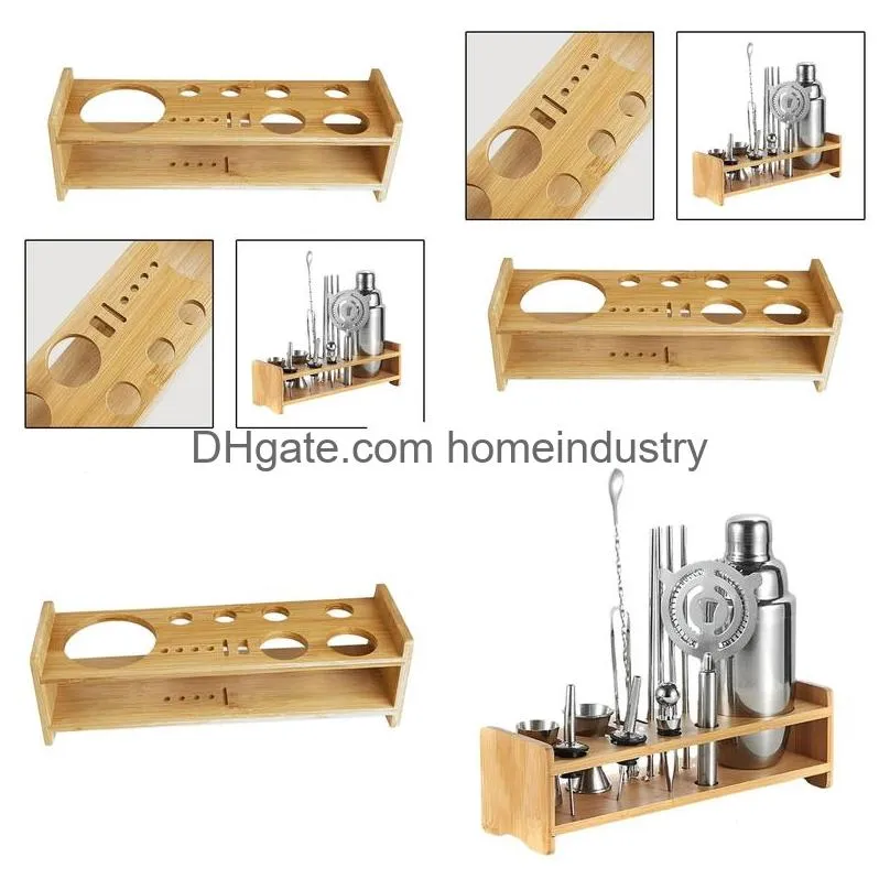 Bar Tools Cocktail Bartending Set Wooden Stand Mtifunction Display Barware Drinkware Shaker For Home 231216 Drop Delivery Dhw9E