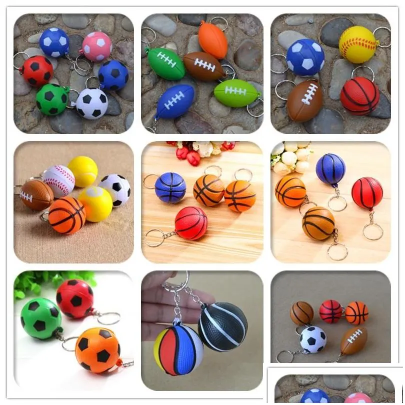 Key Rings 20 Pieces/Lot Basketball Pu Keychain Toys Fashion Sports Item Key Chains Jewelry Gift For Boys And Girls Charm Pendant Drop Dhbnh