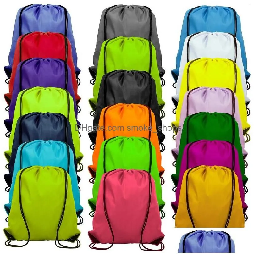 Storage Bags 12 Colors Dstring Backpack Sack Pack Cinch Tote Sport Polyester Bag Drop Delivery Home Garden Housekee Organization Dhemn