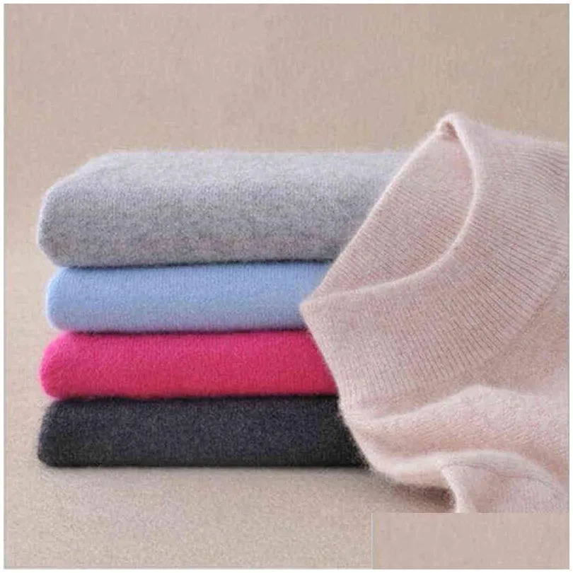 Women`S Sweaters 19 Colors Wool Pure Cashmere Sweater Women Plovers Long Sleeve Pl Femme Half Turtleneck Sweaters Plus Size 211218 Dr Dh615