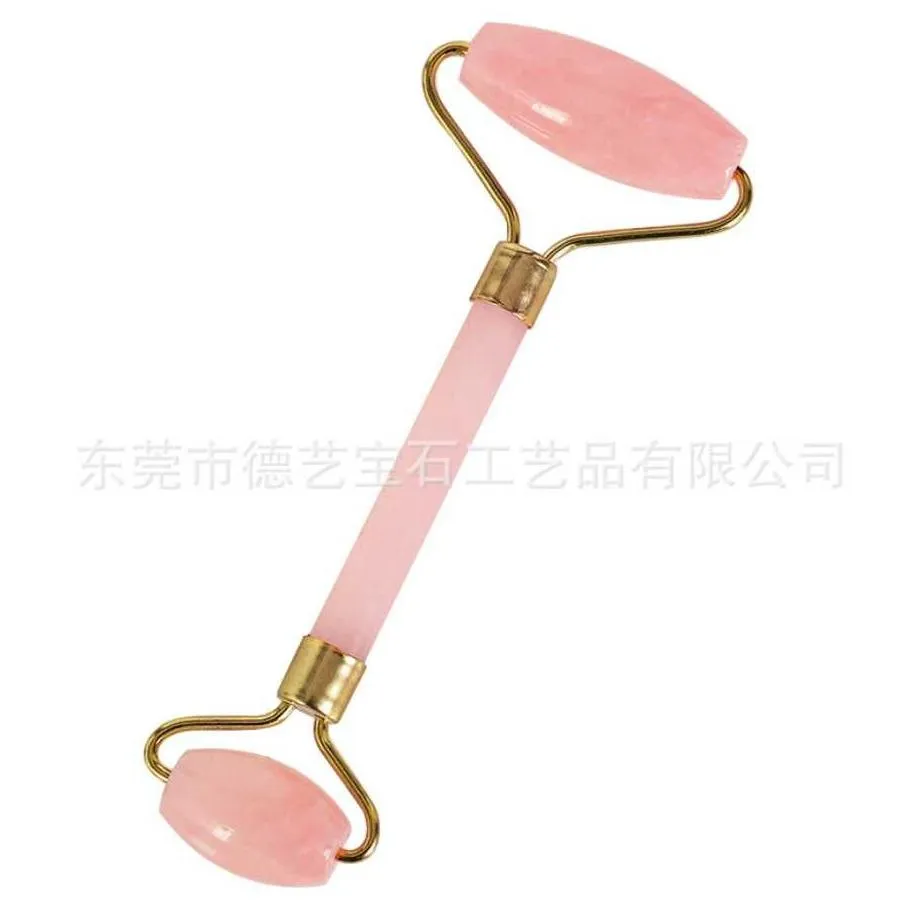 Massage Stones & Rocks New Pink Quartz Facial Relaxation Slimming Tool Rose Roller Masr Jade Mas Stone For Face Neck Chin Wholesale Dr Dh9Yj