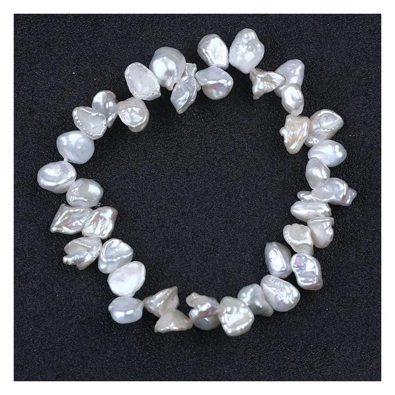 Beaded Strand 7-8Mm Selling Pearl Freshwater Keshi Bracelet Drop Delivery Jewelry Bracelets Dhfmk