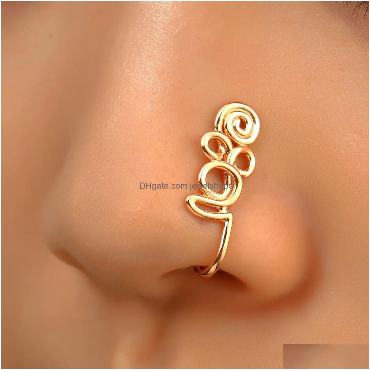 Nose Rings & Studs 16 Styles Small Copper Fake Nose Rings For Women Non Piercing Gold Plated Clip On Cuff Stud Girls Fashion Party Je Dhoaz