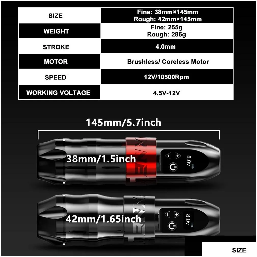 Tattoo Guns Kits Xnet  Wireless Hine Rotary Battery Pen Strong Coreless Motor Lcd Digital Display For Artist Body Permanent Make Dhbd5