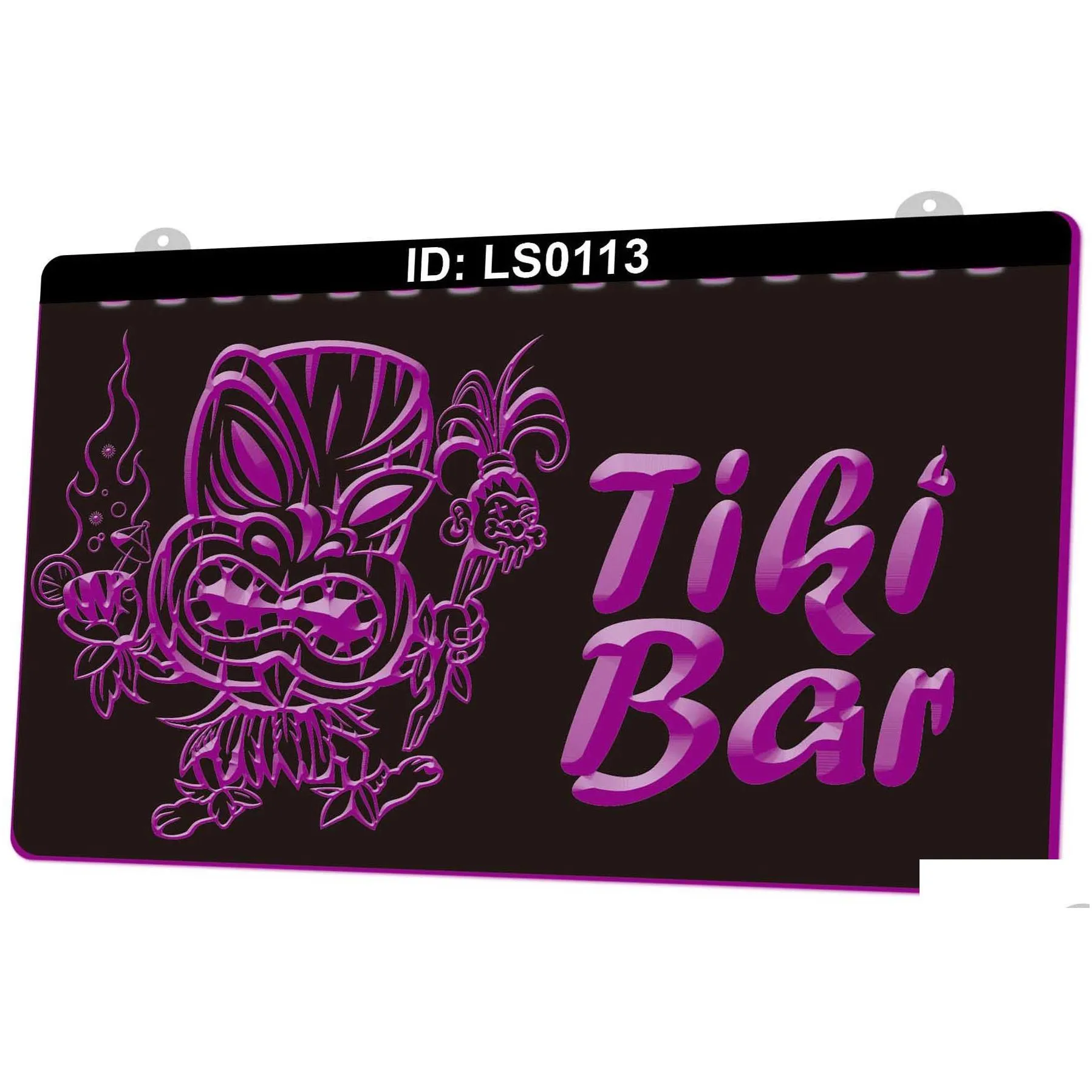 Led Neon Sign Ls0113 Tiki Bar 3D Engraving Led Light Sign Whole Retail015027004 Drop Delivery Lights Lighting Holiday Lighting Dhpnc