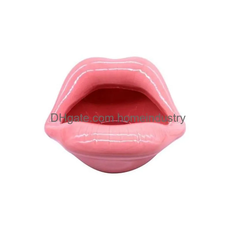 Ashtrays Luoem Lip Mouth Ceramic Ash Tray Novelty Cigarette Ashtray Holder For Home Pink T200721 Drop Delivery Home Garden Household S Dhd6C