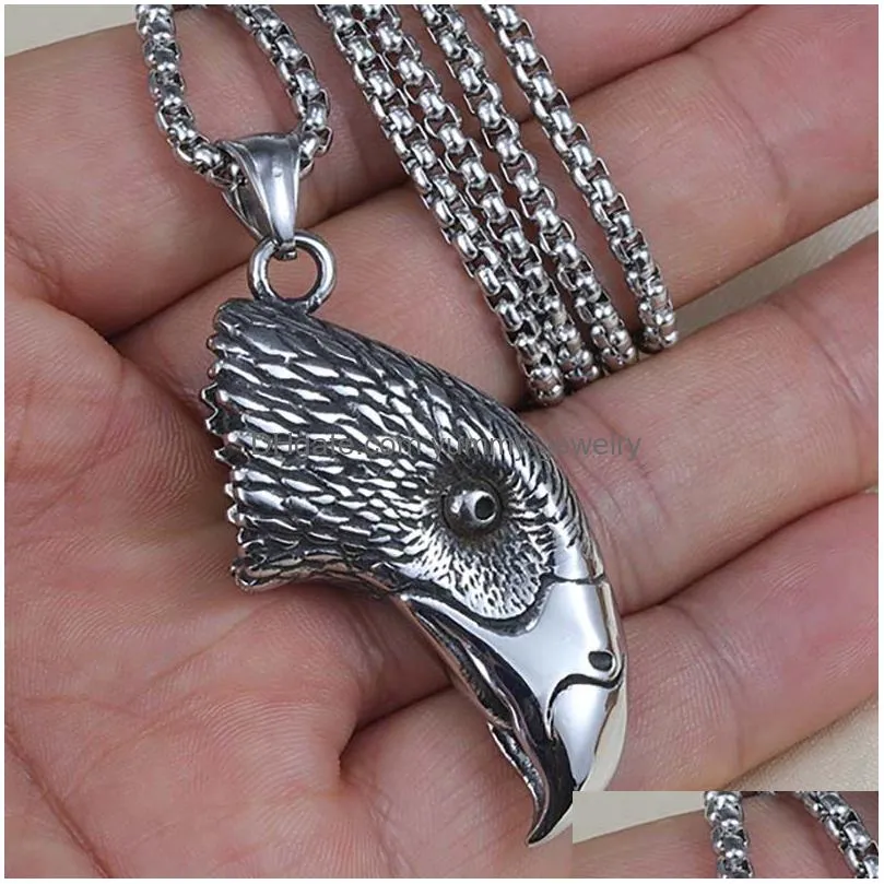 Pendant Necklaces Stainless Steel  Necklace Pendant Bird Hip Hop Necklaces For Men Chain Fashion Fine Jewelry Drop Delivery Jewel Dhjjy