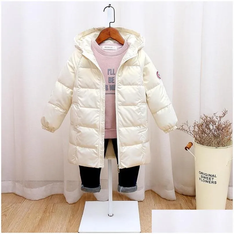 Down Coat Girls Babys Kids Jacket 2021 Warm Plus Thicken Winter Autumn Cotton Outerwear Hooded Childrens Clothing Drop Delivery Dhqol