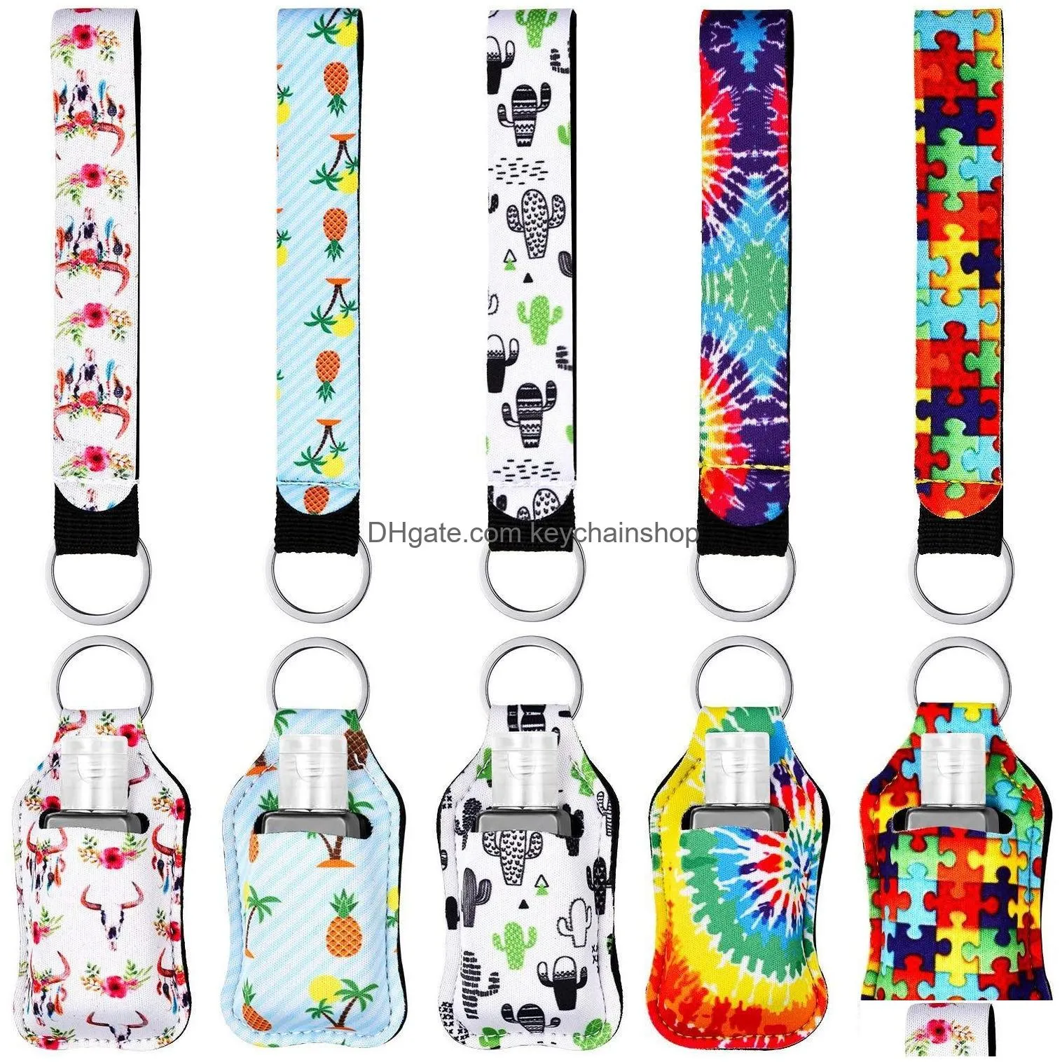 Keychains & Lanyards Pu Leather 30Ml Disposable Hand Sanitizer Bottle Holder Keychain Per Soap Holster Key Rings With Drop Delivery F Dhakx