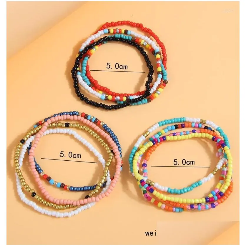 Beaded Strand 8 Layers Handmade Bohemian Friendship Bracelet Ethnic Colorf Seed Bead Flowers Charm For Women Beach Drop Delivery Jewe Dhfqz