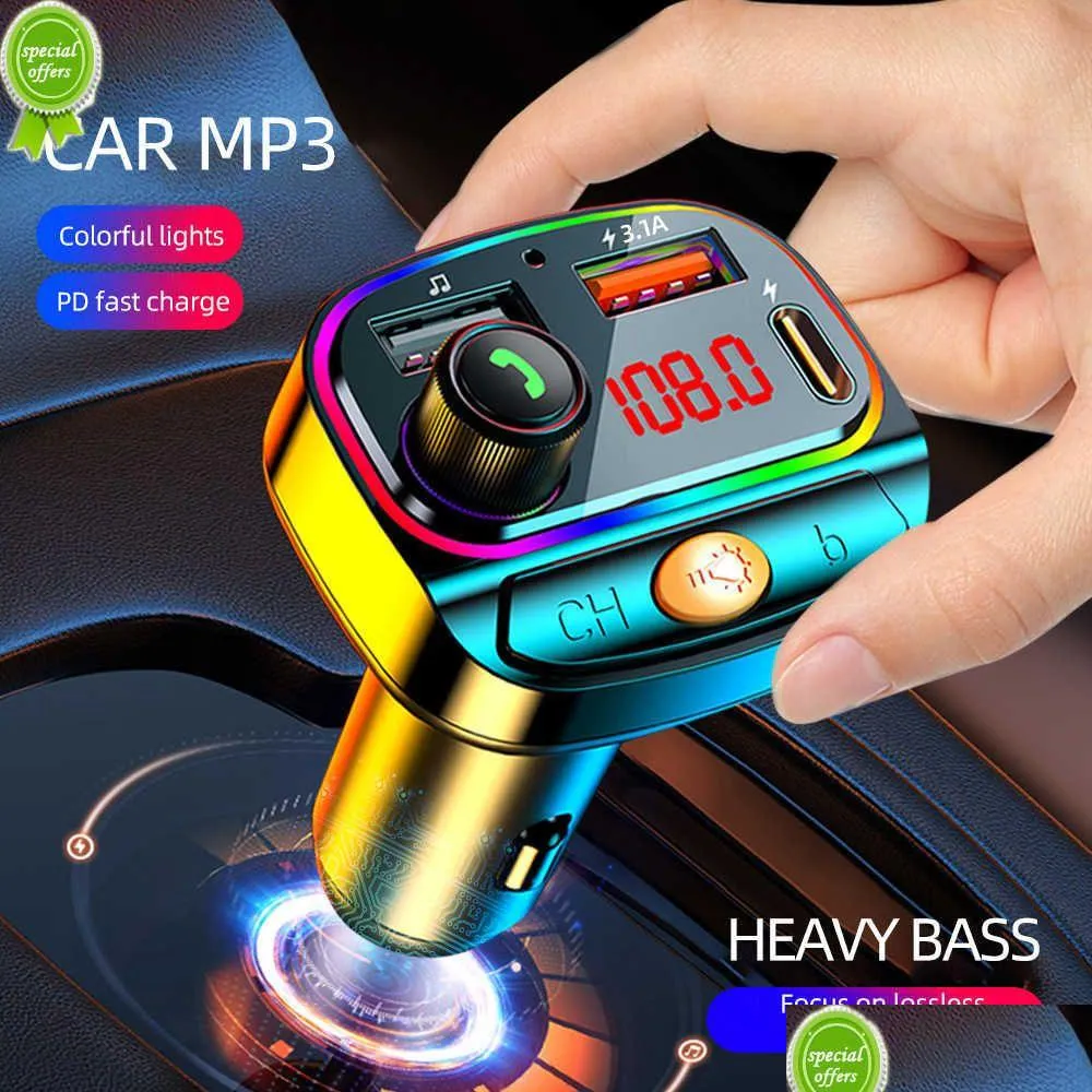 Car Bluetooth Kit New Bluetooth 5.0 Fm Transmitter Receiver Wireless Mp3 Music Player Hands Call Dual Usb Type-C 3.1A Qc3.0 Pd 20W Fas Dherc