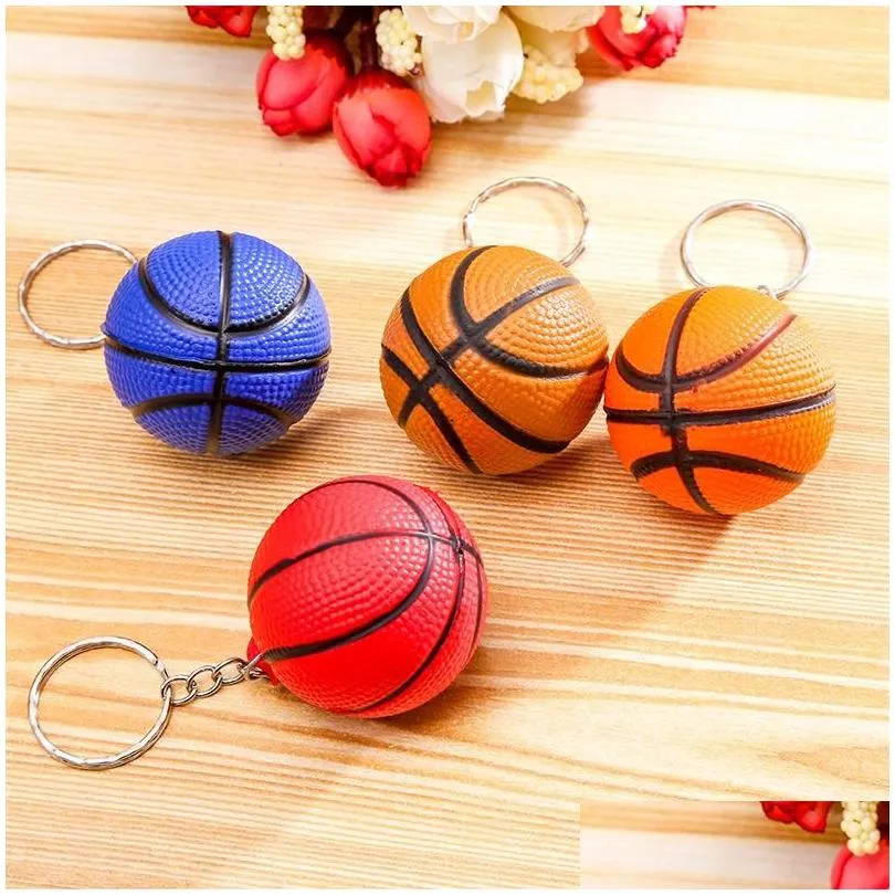 Key Rings 20 Pieces/Lot Basketball Pu Keychain Toys Fashion Sports Item Key Chains Jewelry Gift For Boys And Girls Charm Pendant Drop Dhbnh