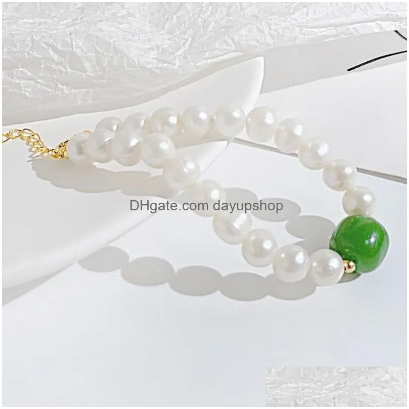 Chain Freshwater Pearl Beaded Bracelet Simple Beads Bracelets For Women Adjustble Bangle Fashion Jewelry Drop Delivery Jewelry Bracel Dhovs