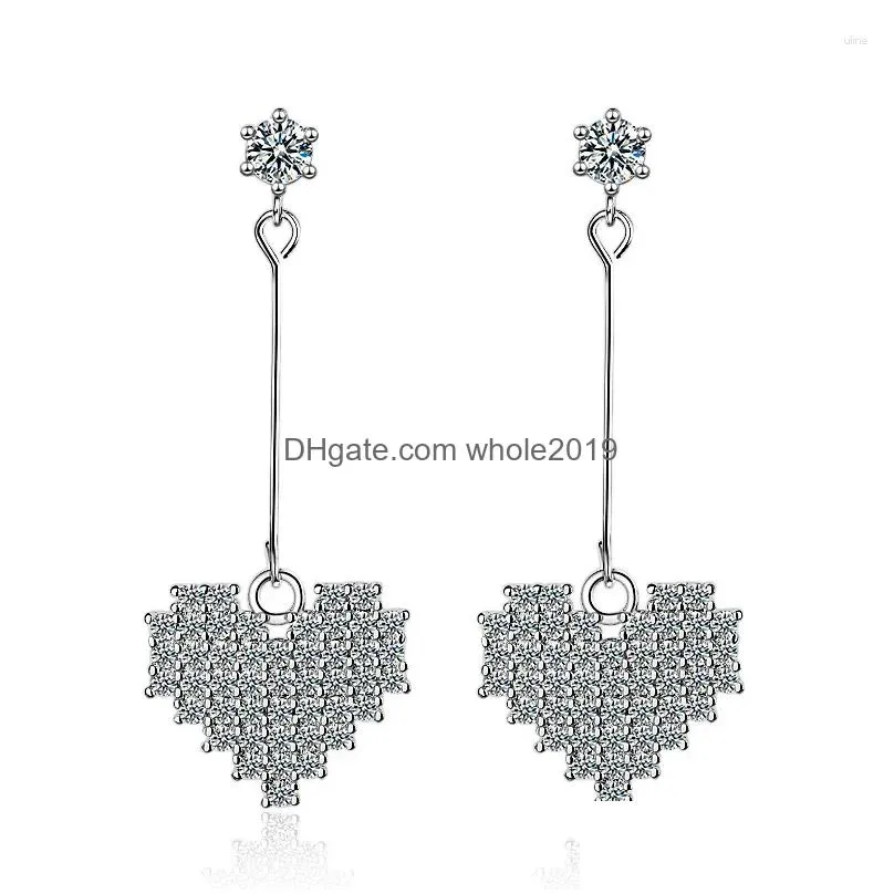 Stud Earrings 2023 Luxury Cz Zircon Womens Heart Hanging Wedding Tassel Cuff Pendant Mujer M Jewelry Drop Delivery Dhx9N