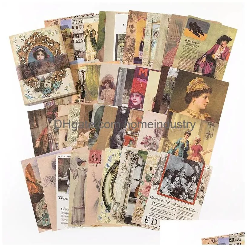 Notepads Wholesale Notepads Shanbu 100Pcspack Vintage Twilight Material Paper Light Retro S Deco Scrapbooking Journaling Album Diy Boo Dhzal