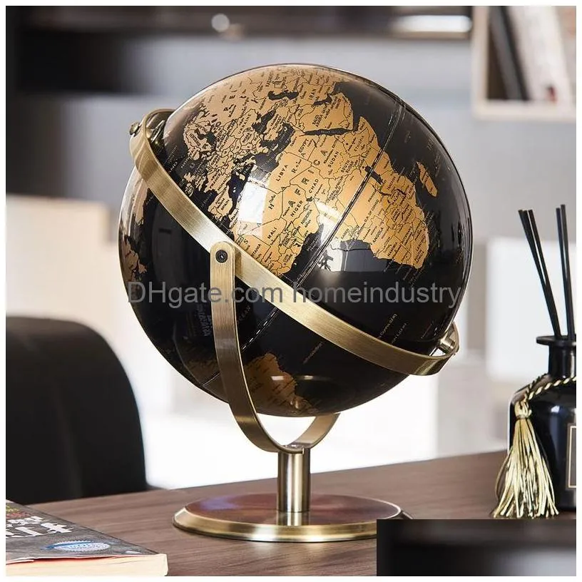 Decorative Objects & Figurines Retro World Globe Decoration Terrestrial Map Modern Home Decor Geography Education Office Desk Accessor Dh2F9