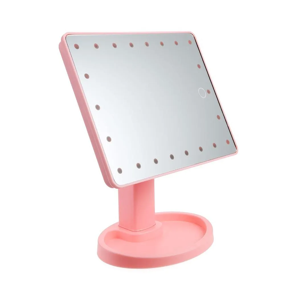 Compact Mirrors 360 Degree Rotation Touch Sn Makeup Mirror With 16 / 22 Led Lights Professional Vanity Table Desktop Make Up Drop Deli Dhtui