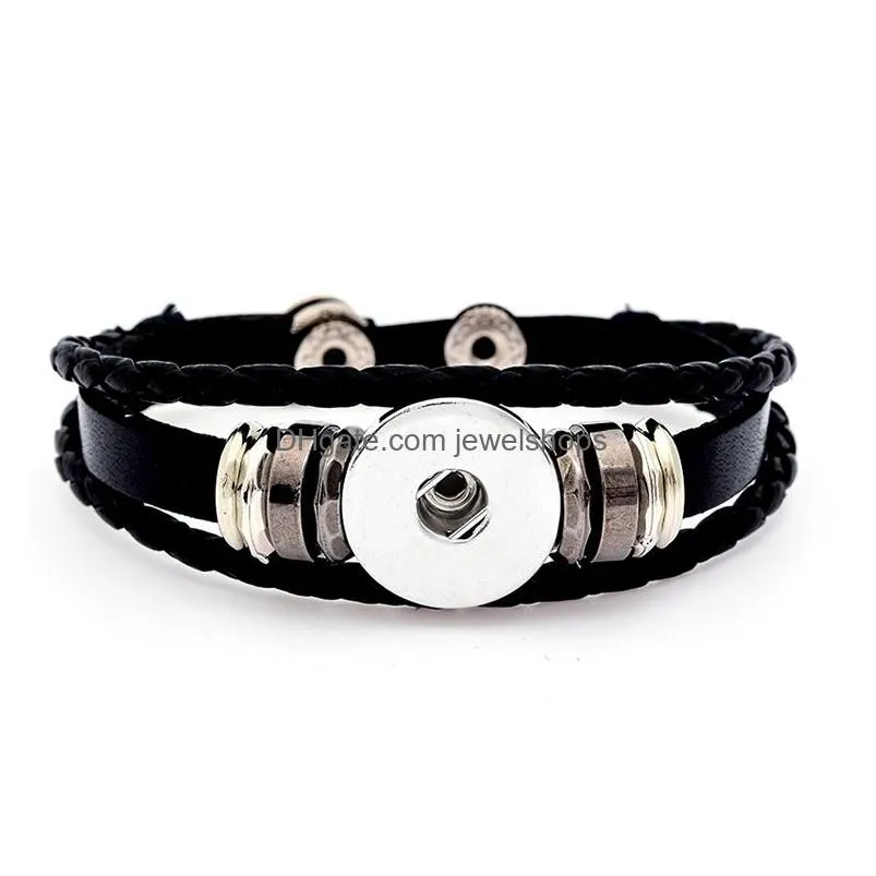 Charm Bracelets New 13 Colors Snap Buttons Bracelet Women 18Mm Ginger Snaps Charm Mti Layered Braided Rope Bangle For Men S Fashion J Dh76B