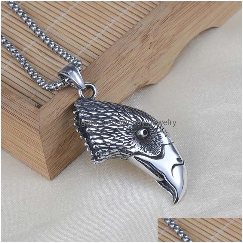 Pendant Necklaces Stainless Steel  Necklace Pendant Bird Hip Hop Necklaces For Men Chain Fashion Fine Jewelry Drop Delivery Jewel Dhjjy