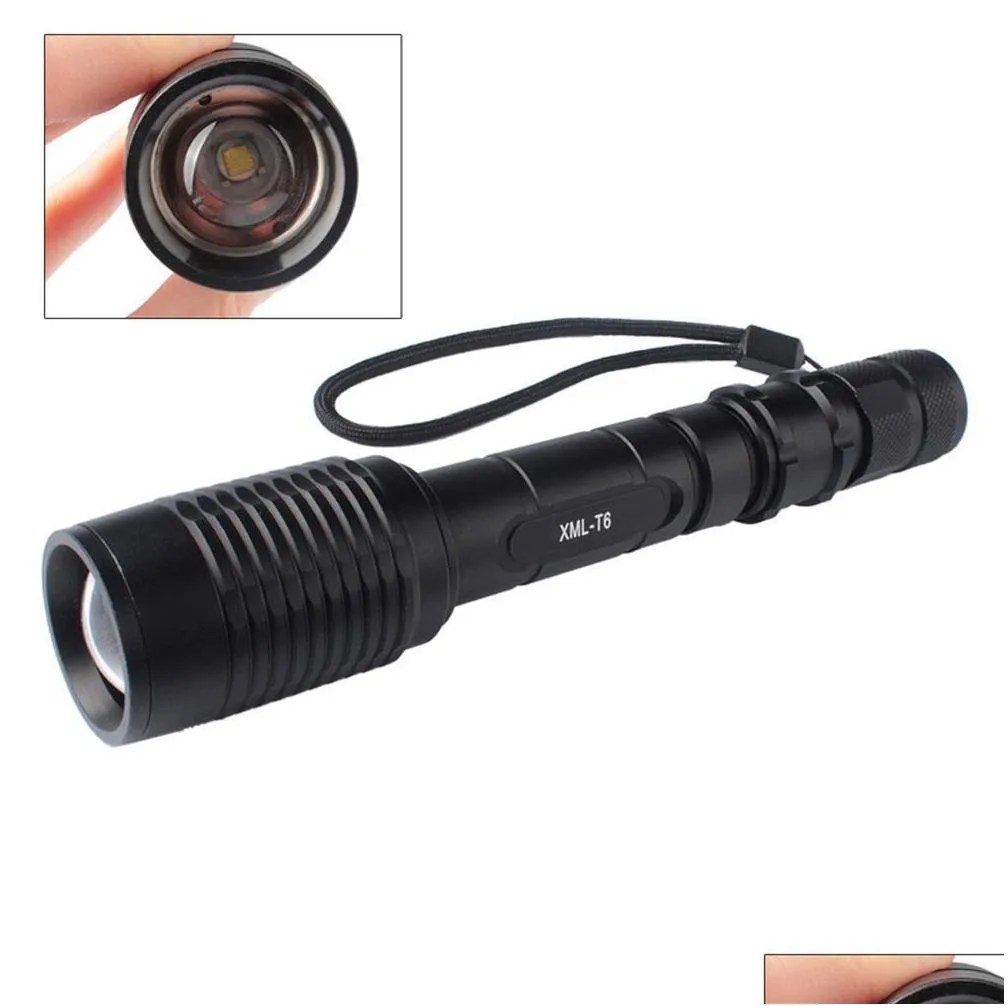 Torches Brelong Led T6 Flashlight High Power Charging Zoom Strong Rattlesnake Model Without Battery Drop Delivery Lights Lighting Port Dhtoi