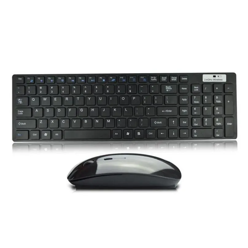 Keyboard Mouse Combos High Quality Tra Thin White 2.4G Cordless Wireless Keyboard Add Optical Mouse Protable Wirless Combos Drop Deliv Dhmjf
