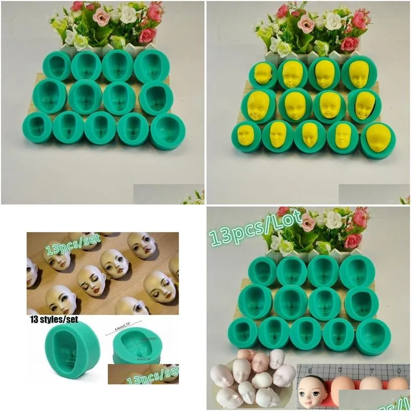 Baking Moulds Baking Mods 13 Pattern 3D Dolls Face Sile Mold Sponge Fondant Cake Choolate Tool Baby 221118 Drop Delivery Home Garden K Dhoyp