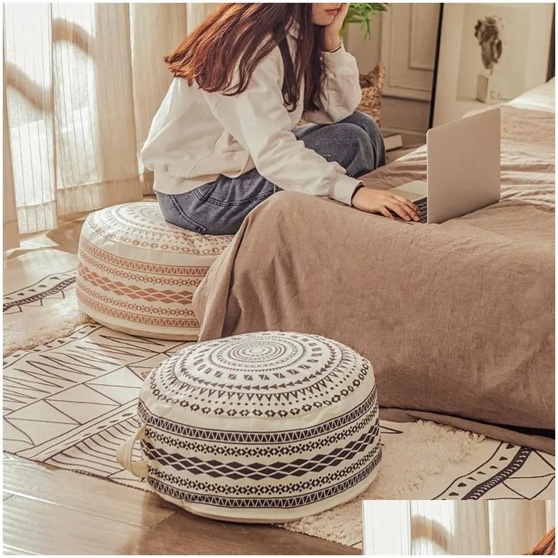Cushion/Decorative Pillow Japanese Style Meditation Cushion Homestay Tatami Moroccan Pouf Er Unstuffed Ottoman Luxury Cotton Footstoo Dh1Hb