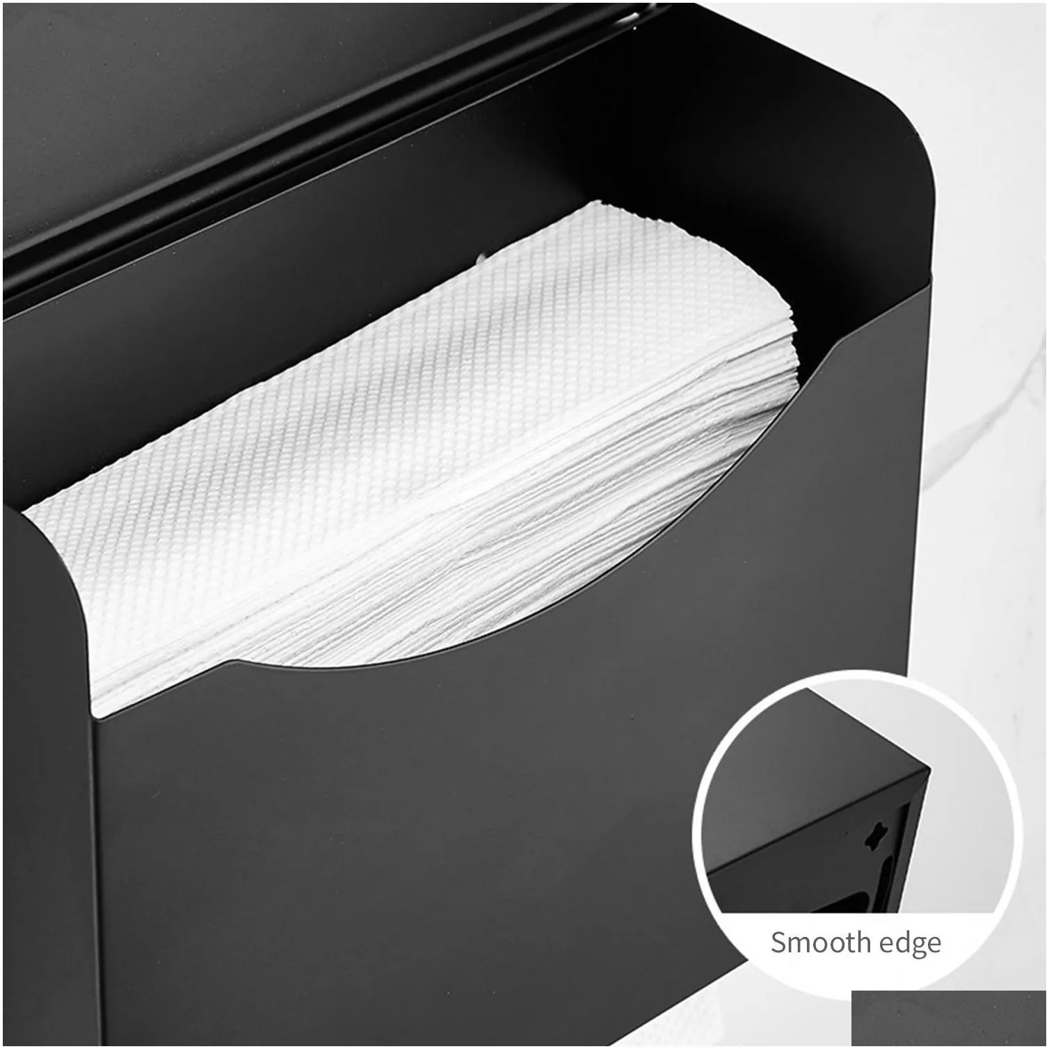 Paper Towel Holders Wall-Mounted Paper Towel Dispenser Dual Dispensing Holder Waterproof Space Aluminum Bathroom Tissue Box 210320 Dro Dhxa5