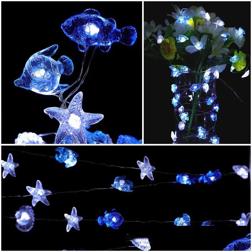 Led Strings Christmas Halloween Decorative Marine Theme String Lights 40 Led Weatherproof 8Mode Indoor And Outdoor Remote Control Copp Dhant