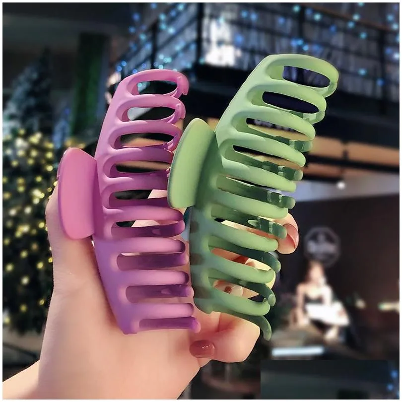 Hair Accessories Colorf Large Size Hairpins Scrub Plastic Hair Claw Clips For Women Barrettes Carving Crab Clamps Accessories Yhm852 6 Dhcgo